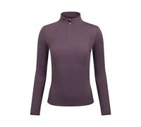 LeMieux Alice Quarter Neck Zip in Dove - Waffle Textured Fabric - 4 Way Stretch - Fitted Silhouette - Long Sleeve Women's Top - Equestrian Activewear - UK 12