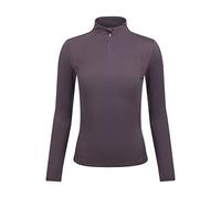 LeMieux Alice Quarter Neck Zip in Moss - Waffle Textured Fabric - 4 Way Stretch - Fitted Silhouette - Long Sleeve Women's Top - Equestrian Activewear