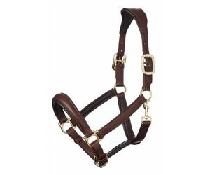 LeMieux Anatomic Ergonomic Padded Leather Headcollar Brass Black/Brown Cob/Full
