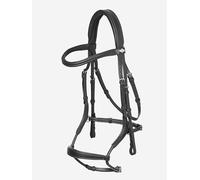 LeMieux Arika Adjustable Anatomic Noseband Bridle - Luxurious Soft Oiled Padded Leather - Black/Silver - Full