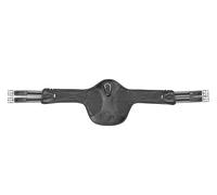 LeMieux Arika Contoured Long Stud Girth - Soft Supple Leather - Shaped Around Elbows - Elasticated Ends - Carabiner Clip - Black - 110cm/44"