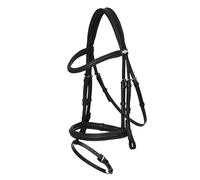 LeMieux Arika Flash Bridle - Lightly Padded Anatomical Noseband - Soft Supple Oiled Leather - Black/Silver - XFull