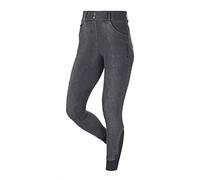 LeMieux Ava Denim Breggings in Grey with Knee Grip Silicone - 4 Way Stretch Fabric - Woman's Horse Riding Breeches with Belt Loops - UK 8