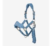 LeMieux Breakaway Vogue Headcollar & Leadrope - Hook & Loop Breakaway on Headpiece & Noseband - Neoprene Padding - Ice Blue - Mini