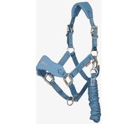 LeMieux Breakaway Vogue Headcollar & Leadrope - Hook & Loop Breakaway on Headpiece & Noseband - Neoprene Padding - Ice Blue - Full