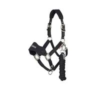 LeMieux Breakaway Vogue Headcollar & Leadrope - Hook & Loop Breakaway on Headpiece & Noseband - Neoprene Padding - Black - Pony