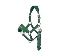 LeMieux Breakaway Vogue Headcollar & Leadrope - Hook & Loop Breakaway on Headpiece & Noseband - Neoprene Padding - Hunter Green - Mini