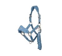LeMieux Breakaway Vogue Headcollar & Leadrope - Hook & Loop Breakaway on Headpiece & Noseband - Neoprene Padding - Ice Blue - Cob
