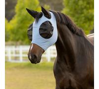 LeMieux Bug Relief Half Fly Mask - Pull On Design - Bug-Eye Eye Darts - Breathable Mesh Ears - Powder Blue - XSmall