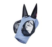 LeMieux Bug Relief Half Fly Mask - Pull On Design - Bug-Eye Eye Darts - Breathable Mesh Ears - Powder Blue - Large