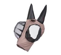 LeMieux Bug Relief Half Fly Mask - Pull On Design - Bug-Eye Eye Darts - Breathable Mesh Ears - Walnut - Large