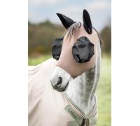 LeMieux Bug Relief Half Fly Mask - Pull On Design - Four Way Stretch Fabric - Bug-Eye Eye Darts - Mesh Ears - Walnut - Small