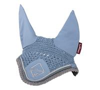 LeMieux Loire Fly Hood for Horses - Ice Blue - Stylish Hand Knitted Crotchet - Soft & Stretchy - Large