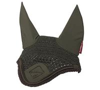 LeMieux Classic Crochet Fly Hood with Comfortable Lycra Ears in Oak - Luxurious Satin Fabric Front Piece - X Large, Oak Green/Brown