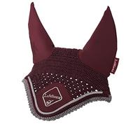 LeMieux Classic Crochet Fly Hood with Comfortable Lycra Ears in Rioja - Luxurious Satin Fabric Front Piece - X Large Rioja/Grey