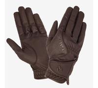LeMieux Close Contact Glove - Breathable Fabric - Double Rein Grip - Secure Hook & Loop Fastening - Textured Branding - Brown - Small