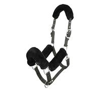 LeMieux Comfort Headcollar for Horses - Black/Grey - Soft Fleece Lining - Adjustable & Durable - Pony