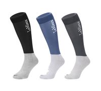 LeMieux My Competition Horse Riding Socks in Grey with Closely Woven Foot, Topside Seam and Micro Weight Stretch - Twin Pack - Medium