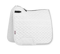 LeMieux Crystal Suede Dressage Square - Sparkle & Braided Detail Trims - Equestrian Saddle Pad - White - Small/Medium