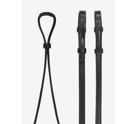 LeMieux Curb Rein - Narrow Rein For Double Bridle - Black/Silver - Cob