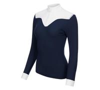 LeMieux Emily Long Sleeve Show Shirt - Womens - Lightweight and Breathable - Standing Collar - Navy - UK14