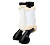 LeMieux Fleece Edge Mesh Brushing Horse Boots - Protective Gear and Training Equipment - Equine Boots, Wraps & Accessories (Natural White/Large)