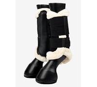 LeMieux Fleece Edge Mesh Brushing Horse Boots - Protective Gear and Training Equipment - Equine Boots, Wraps & Accessories (Black Natural/Medium)