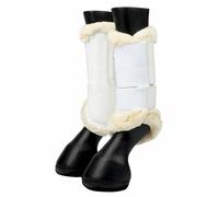 LeMieux Fleece Edge Mesh Brushing Horse Boots - Protective Gear and Training Equipment - Equine Boots, Wraps & Accessories (White/Medium)