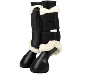 LeMieux Fleece Edged Mesh Brushing Boots - Black / Cream - Size: X Large