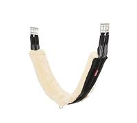 LeMieux Fleece Lined Anatomic Girth - Black/Natural - Super Soft Fleece Lining - Elastic Straps - 120cm/48