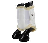 LeMieux Fleece-Lined Brushing Boots for Horses - Protective Training Gear (White, Large)