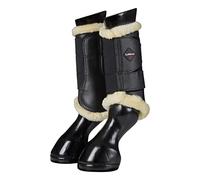 LeMieux Fleece Lined Brushing Horse Boots - Protective Gear and Training Equipment - Equine Boots, Wraps & Accessories (Black Natural/Large)
