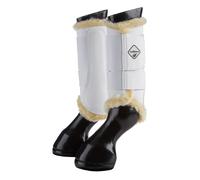 LeMieux Fleece-Lined Brushing Boots for Horses - Protective Training Gear (White, Large)