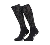 LeMieux Footsie Horse Riding Socks Logo AOP Black - Padded Sole - Moisture-wicking Yarn - Medium