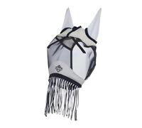LeMieux Fringe Fly Mask - Micro-Mesh Ears - Black Mesh - Forelock Slit - Navy - Large