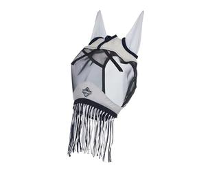 LeMieux Fringe Fly Mask - Micro-Mesh Ears - Black Mesh - Forelock Slit - Navy - XSmall