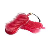 LeMieux Hippo Brush in Pink Two in One Horse Grooming Aid with Gentle Bristles and Rubber Scrubby Sponge - One Size