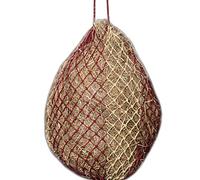 LeMieux Hippo Hay Net Horse Greedy Feeder in Burgundy and Beige - Durable Long Lasting Yard Feeding Bag with Small Holes - One Size