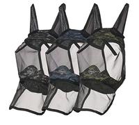LeMieux Horse Visor-Tek Full Fly Mask with Soft Bamboo Lining - UV Protective & Breathable Mesh - Camo Green - X-Small
