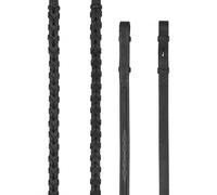 LeMieux Hunter Laced Reins with Stitching - Black/Silver Cob