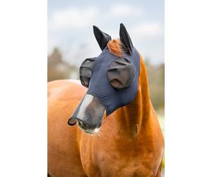 LeMieux Insect Protection Full Mask - Fly Mask - UV Protection - Pull On - Breathable - Nose Cover - Navy - Medium