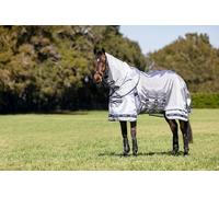 LeMieux Kudos AeroGuard Fly Rug - Extended Shaped Belly Flap - Ripshield Mesh - Silver - 6ft9