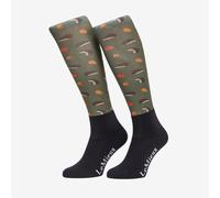 LeMieux Ladies Hedgehogs Footsie Socks - Green Print - Size: Large