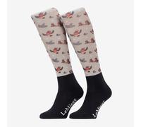 LeMieux Large Ladies Xmas Robins Footsie Socks - Beige