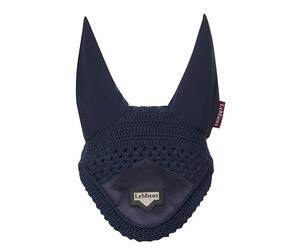 LeMieux Loire Ear Bonnet with Soft Lycra Ears - Close Knit Crochet - Comfortable Fit Equestrian Mask - Sport Horse Wear Fly Protection - Navy - Small