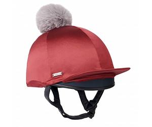 LeMieux Loire Hat Silk Rioja One Size - Silky Smooth - Fit Over Most Helmets - Crease Free Fit - Detachable Faux Fur Pom Pom - One Size