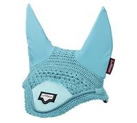 LeMieux Loire Horse Fly Hood in Azure - Stylish Hand Knitted Crotchet - Soft Stretchy Comfortable Lycra Ears Satin Front Fly Protection Mask - Large
