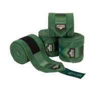 LeMieux Loire Polo Exercise Bandages in Hunter Green with Zipped Case, Satin End Detail - Soft Fleece Protection Wraps - Large Size - Pack of 4