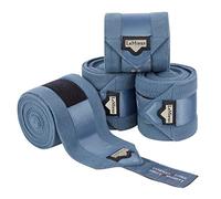 LeMieux Loire Polo Exercise Bandages in Ice Blue with Zipped Case, Satin End Detail - Soft Fleece Protection Wraps - Large Size - Pack of 4