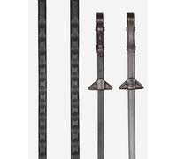 LeMieux Magna Grip Rubber Reins - Textured Thumb Shape Grip - Martingale Stoppers - Havana/Brass - Full